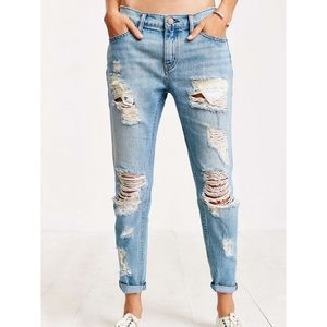 BDG light wash distressed boyfriend jeans